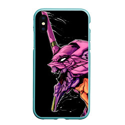 Чехол iPhone XS Max матовый Evangelion Eva 01, цвет: 3D-мятный