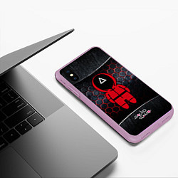 Чехол iPhone XS Max матовый Игра в кальмара 3D Black Red, цвет: 3D-сиреневый — фото 2