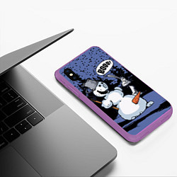 Чехол iPhone XS Max матовый Снеговик на Хэллоуин, цвет: 3D-фиолетовый — фото 2