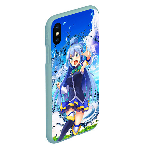 Чехол iPhone XS Max матовый Aqua Beach / 3D-Мятный – фото 2