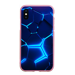 Чехол iPhone XS Max матовый 3D ПЛИТЫ NEON STEEL НЕОНОВЫЕ ПЛИТЫ, цвет: 3D-розовый