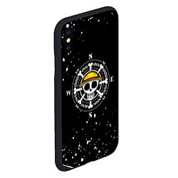 Чехол iPhone XS Max матовый ONE PIECE ВАН ПИС ЧЕРЕП БРЫЗГИ КРАСОК, цвет: 3D-черный — фото 2