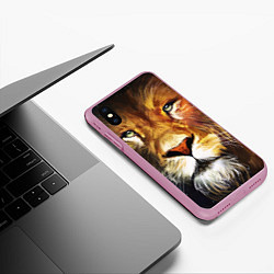 Чехол iPhone XS Max матовый Лев царь зверей, цвет: 3D-розовый — фото 2