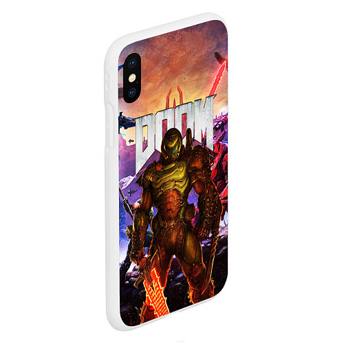 Чехол iPhone XS Max матовый DOOM ETERNAL ДУМ БИТВА В АДУ / 3D-Белый – фото 2