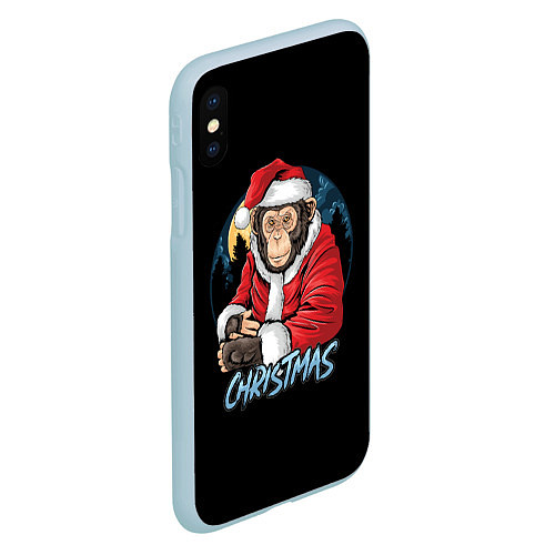Чехол iPhone XS Max матовый CHRISTMAS обезьяна / 3D-Голубой – фото 2