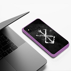 Чехол iPhone XS Max матовый BERSERK LOGO GRUNGE, цвет: 3D-фиолетовый — фото 2