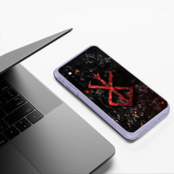 Чехол iPhone XS Max матовый BERSERK LOGO GRUNGE RED, цвет: 3D-светло-сиреневый — фото 2