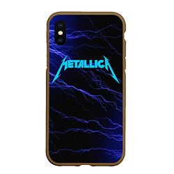 Чехол iPhone XS Max матовый METALLICA BLUE FLASH МЕТАЛЛИКА СИНИЕ МОЛНИИ