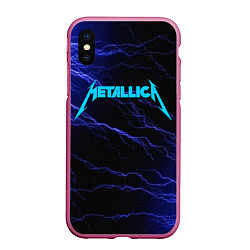 Чехол iPhone XS Max матовый METALLICA BLUE FLASH МЕТАЛЛИКА СИНИЕ МОЛНИИ