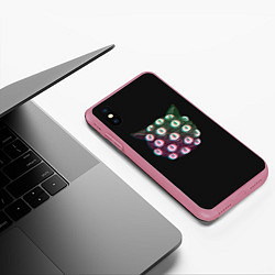 Чехол iPhone XS Max матовый Космический Кот Монстр, цвет: 3D-малиновый — фото 2