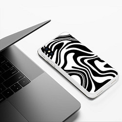 Чехол iPhone XS Max матовый Черно-белые полосы Black and white stripes, цвет: 3D-белый — фото 2