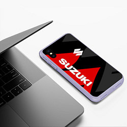 Чехол iPhone XS Max матовый SUZUKI СУЗУКИ RED LOGO, цвет: 3D-светло-сиреневый — фото 2