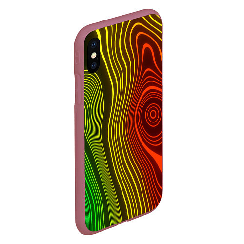 Чехол iPhone XS Max матовый КАРТОГРАФИЧЕСКАЯ ПРОЕКЦИЯ / 3D-Малиновый – фото 2