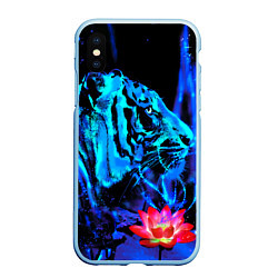 Чехол iPhone XS Max матовый Синий водяной тигр, цвет: 3D-голубой