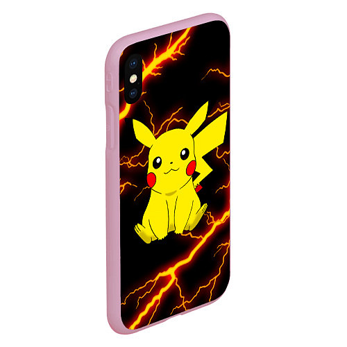 Чехол iPhone XS Max матовый PIKACHU PIKA PIKA РАЗРЯДЫ МОЛНИЙ / 3D-Розовый – фото 2