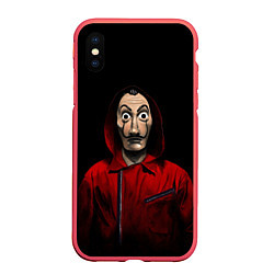 Чехол iPhone XS Max матовый Бумажный дом La Casa de Papel маска, цвет: 3D-красный