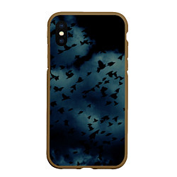 Чехол iPhone XS Max матовый Flock of birds, цвет: 3D-коричневый