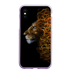 Чехол iPhone XS Max матовый ПЛАМЕННЫЙ ЛЕВ, цвет: 3D-сиреневый