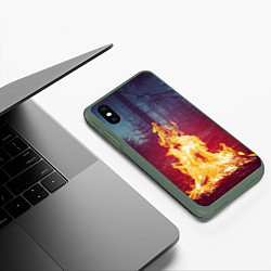 Чехол iPhone XS Max матовый Пикник в лесу, цвет: 3D-темно-зеленый — фото 2