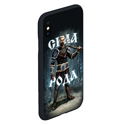 Чехол iPhone XS Max матовый Сила Рода Славянский воин, цвет: 3D-черный — фото 2