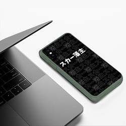 Чехол iPhone XS Max матовый SCARLXRD WHITE LOGO PATTERN КОНТУР, цвет: 3D-темно-зеленый — фото 2