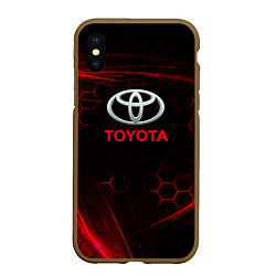 Чехол iPhone XS Max матовый Toyota Неоновые соты, цвет: 3D-коричневый