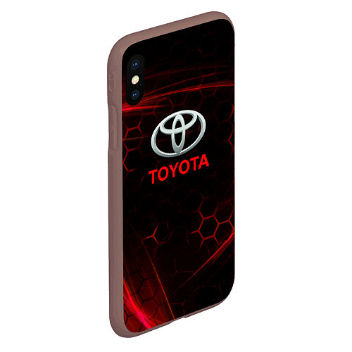 Чехол iPhone XS Max матовый Toyota Неоновые соты / 3D-Коричневый – фото 2