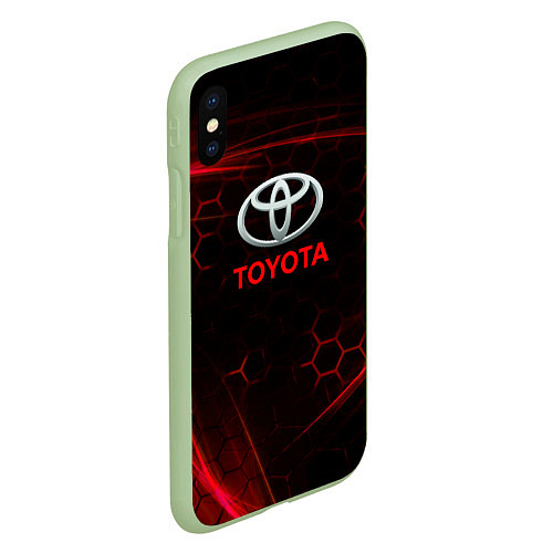 Чехол iPhone XS Max матовый Toyota Неоновые соты / 3D-Салатовый – фото 2