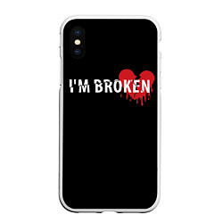 Чехол iPhone XS Max матовый Im broken с разбитым сердцем, цвет: 3D-белый