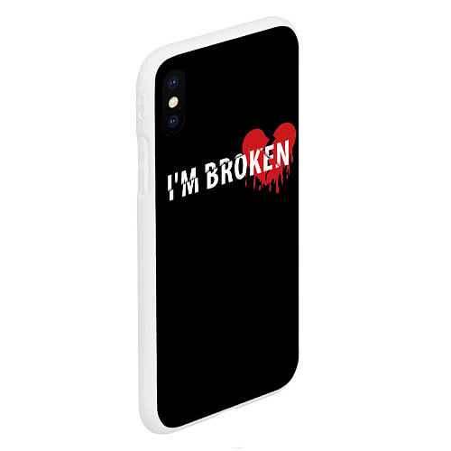 Чехол iPhone XS Max матовый Im broken с разбитым сердцем / 3D-Белый – фото 2