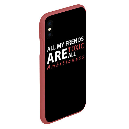 Чехол iPhone XS Max матовый All my frends are toxic / 3D-Красный – фото 2