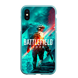 Чехол iPhone XS Max матовый Battlefield 2042 игровой арт, цвет: 3D-мятный