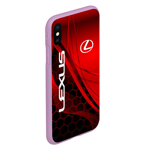 Чехол iPhone XS Max матовый LEXUS RED GEOMETRY ЛЕКСУС / 3D-Сиреневый – фото 2