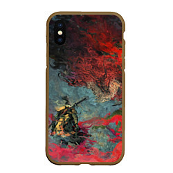 Чехол iPhone XS Max матовый Sekiro Самурай против дракона