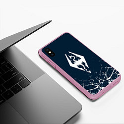 Чехол iPhone XS Max матовый THE ELDER SCROLLS SKYRIM ЭМБЛЕМА ДРАКОНА, цвет: 3D-розовый — фото 2