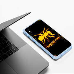 Чехол iPhone XS Max матовый The Prodigy логотип, цвет: 3D-голубой — фото 2