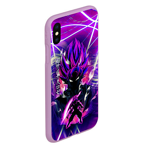 Чехол iPhone XS Max матовый Гоку Блек Anime Dragon Ball Super Saiyan / 3D-Сиреневый – фото 2