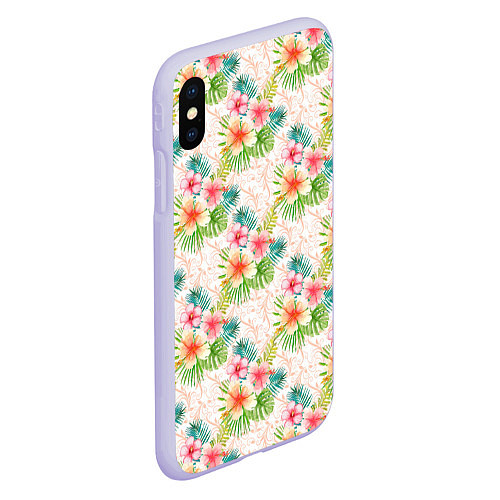 Чехол iPhone XS Max матовый Гавайские цветы / 3D-Светло-сиреневый – фото 2