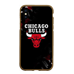 Чехол iPhone XS Max матовый ЧИКАГО БУЛЛС БЫКИ CHICAGO BULLS, цвет: 3D-коричневый