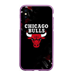 Чехол iPhone XS Max матовый ЧИКАГО БУЛЛС БЫКИ CHICAGO BULLS, цвет: 3D-фиолетовый