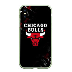 Чехол iPhone XS Max матовый ЧИКАГО БУЛЛС БЫКИ CHICAGO BULLS, цвет: 3D-салатовый