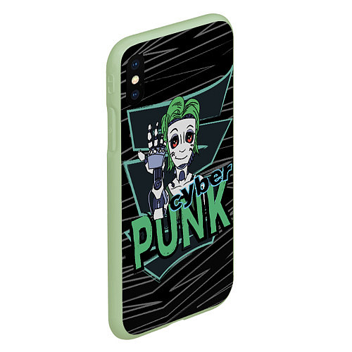 Чехол iPhone XS Max матовый Cyber Punk Girl / 3D-Салатовый – фото 2
