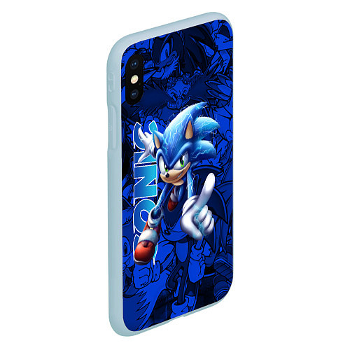 Чехол iPhone XS Max матовый SONIC LOGO СОНИК ЛОГО / 3D-Голубой – фото 2