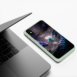 Чехол iPhone XS Max матовый В окружении драконов, цвет: 3D-салатовый — фото 2