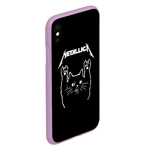 Чехол iPhone XS Max матовый Meowtallica / 3D-Сиреневый – фото 2