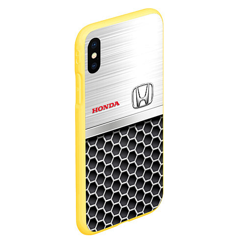 Чехол iPhone XS Max матовый HONDA Стальная решетка / 3D-Желтый – фото 2
