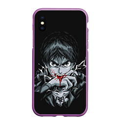 Чехол iPhone XS Max матовый Эрен Йегер кусает руку Атака титанов, цвет: 3D-фиолетовый