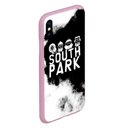 Чехол iPhone XS Max матовый Все пацаны на черном фоне Южный Парк / 3D-Розовый – фото 2