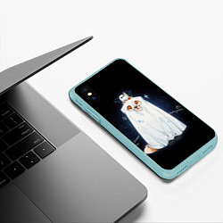 Чехол iPhone XS Max матовый Лисичка фыр фыр поздравляет с хеллуином, цвет: 3D-мятный — фото 2