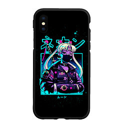 Чехол iPhone XS Max матовый Сейлор Мун неон, цвет: 3D-черный
